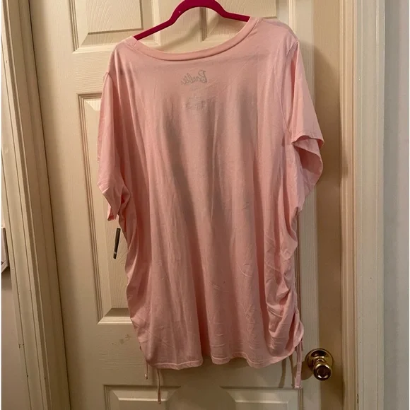 NWT torrid size 5 brunette, bald Barbie Slim Fit Cotton Cinch Tee pink brown - Picture 8 of 12